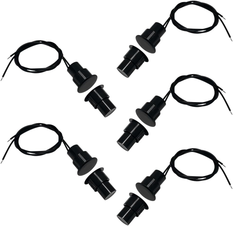 5 Sets Flush Mounted 3/4" Door Magnetic Contacts Alarm Switch Sensor NC Type (Black)