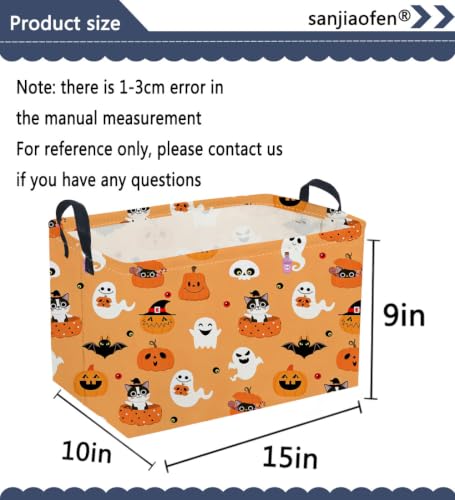 Image of Sanjiaofeng Rectangular Cat Halloween Basket Spooky Storage Bins,Gloomy Storage Basket with Handles.Clothers,Books,Party Gifts Bins.Halloween Party Baskets(Cute Cat)