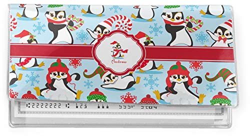 YouCustomizeIt Personalized Christmas Penguins Vinyl Checkbook Cover