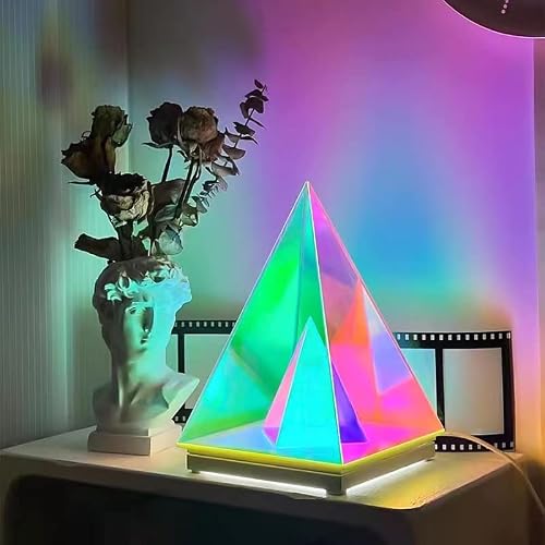 Ragibow Colorful Table Lamp Acrylic 3D Art Pyramid Night Lamp Creative Acrylic Light Bedside Table Acrylic Creative Lighting Usb Glow Lamp 3D Night Light Pyramid Lamp For Bedroom Decorative Desk Lamp #TOP28