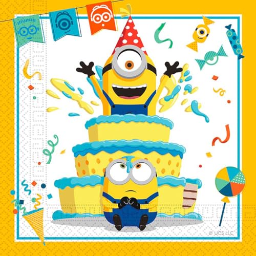 Procos - Folat Minions Napkins 33 x 33 cm - 20 Pieces, 92136P, Multi-Coloured