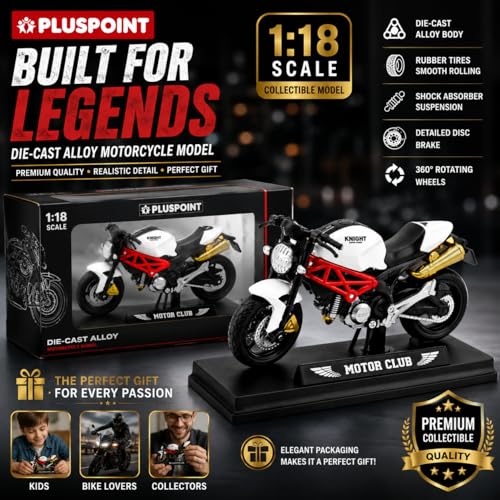 Image of PLUSPOINT Die cast Motorcycle Toy Bike Scale Model Vehicles Alloy Simulation Superbike Also for Car Dashboard Kids Adult Alloy Highly Simulation Model Vehicle Motorbike Street Machine Kids Toy Gift