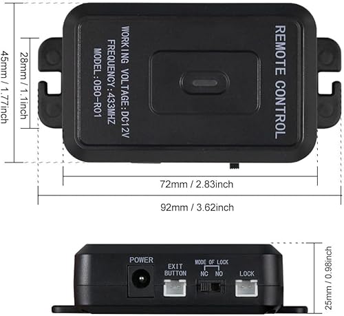 Miniatura 2 de YiToo Kit de sistema de control de acceso 433MHz Abridor de control remoto con cerradura eléctrica de perno de gota 12VDC para puerta estrecha
