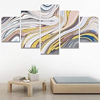 SIGNWIN 5 Panel Canvas Wall Art Modern Art Contemporary Digital Art Dramatic Geometric Multicolor Patterns for Home Decorations Ready to Hang - 60