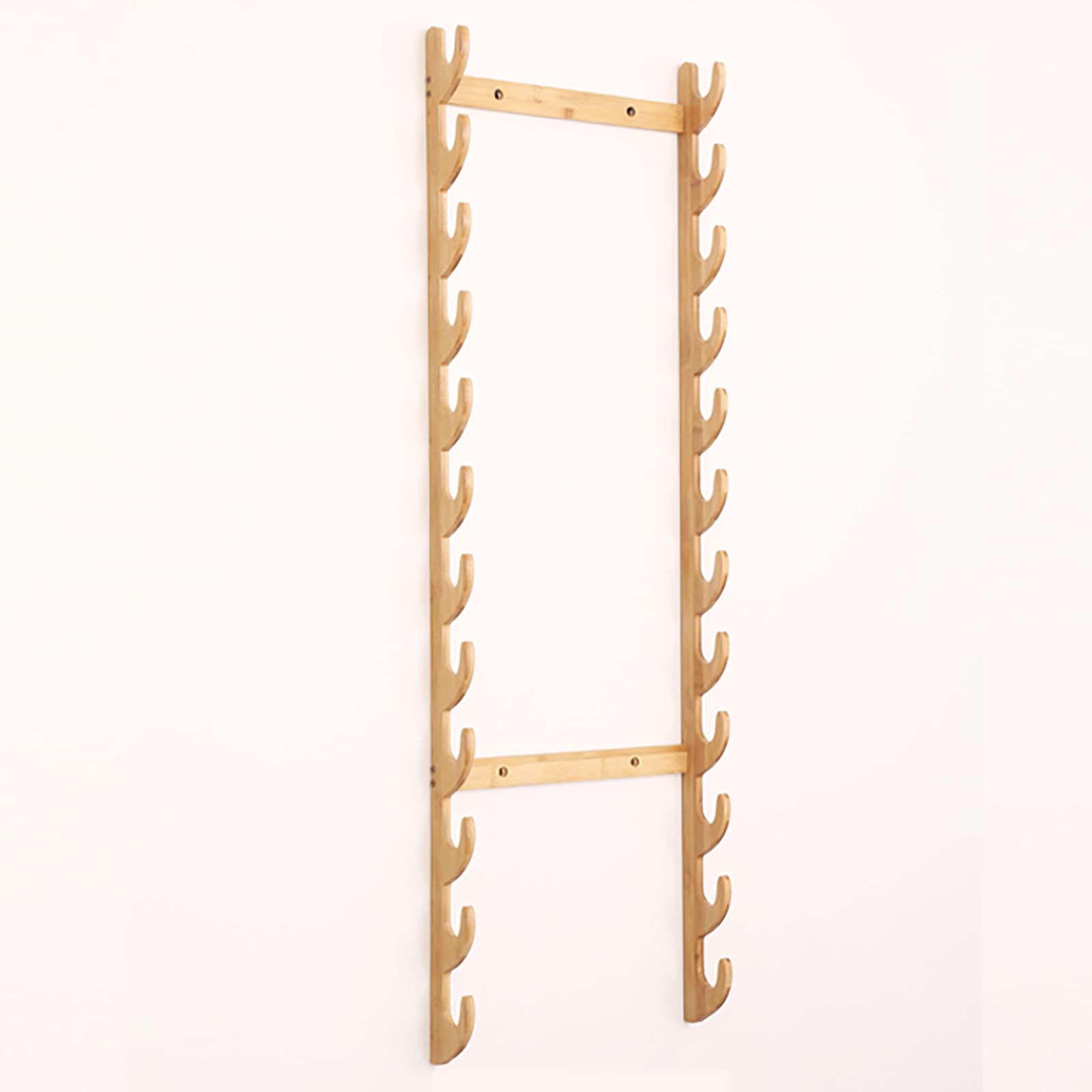 Hjhuua Wood Color Wall Mount Bamboo Sword Stand Katana Stand,Multilayer Weapon Rack Flute Stand,Weapon Display Stand,Large Classic Wood Sword Mount Weapon Stands (12~13Tier)