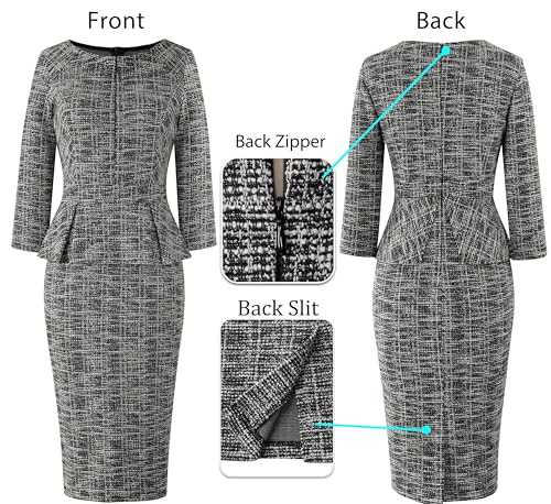 Image of VFSHOW Womens Work Business Office Front Zipper Peplum Church Sheath Dress