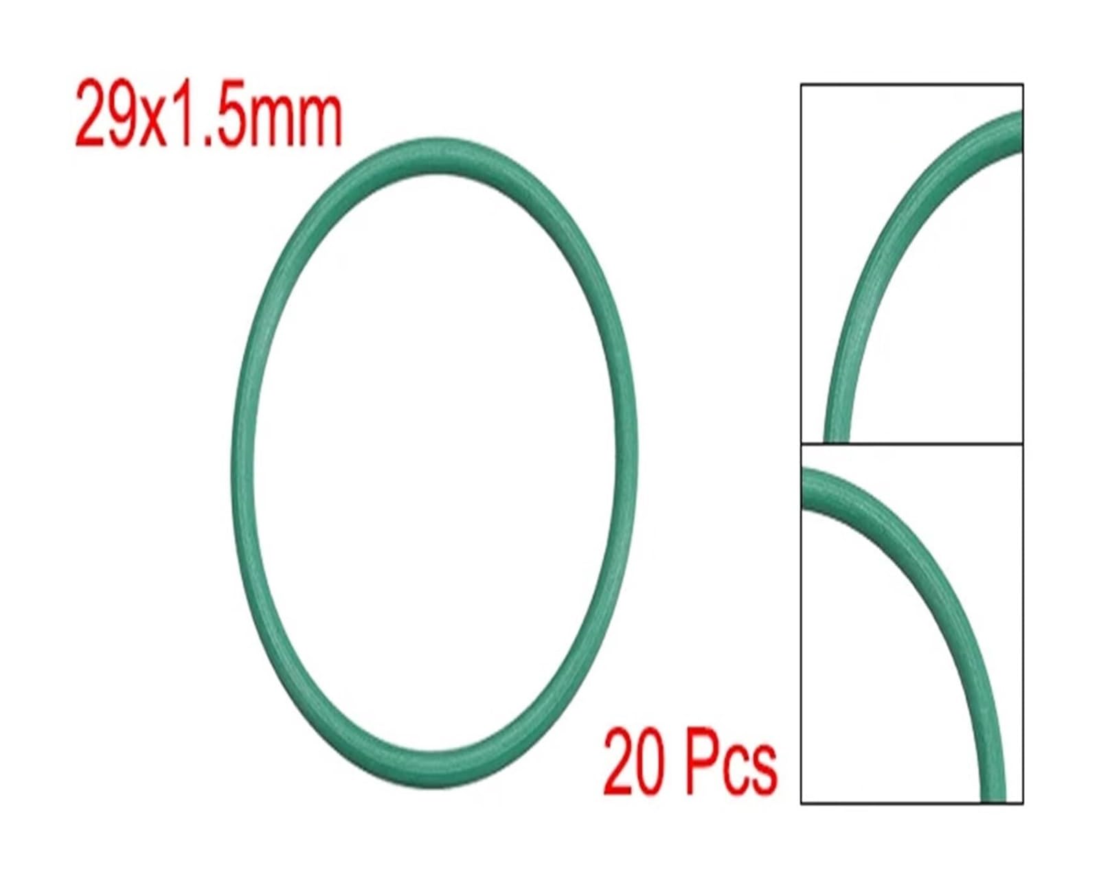 Złączki 20 szt. O-ringów z gumy fluorowej, średnica zewnętrzna 29 mm, średnica wewnętrzna 26 mm, szerokość 1,5 mm, uszczelka zielona do napraw pneumatycznych itp. Podkładka uszczelniająca