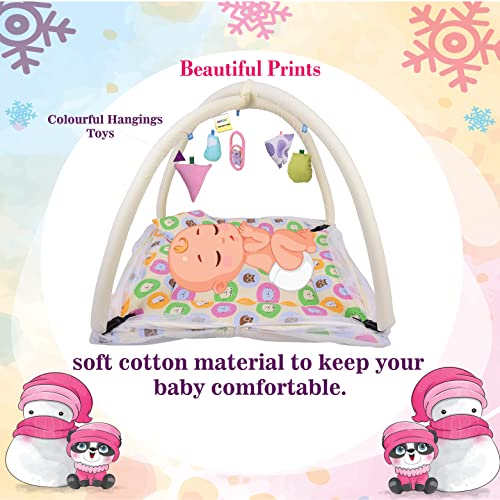 Image of Kwitchy Baby Bedding Set New Born Baby Bed | Mattress | Mosquito Net | Play Gym | Playmats | Cotton | Infants | Gift Combo | Bed with Hanging Toys (0-6 Months) Yellow (2PCS Set)