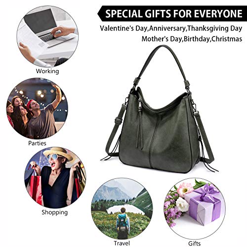 Image of Realer Hobo Crossbody Bags for Women Designer Faux Leather Hobo Handbags Retro Large Size Shoulder Bag Bucket Purse