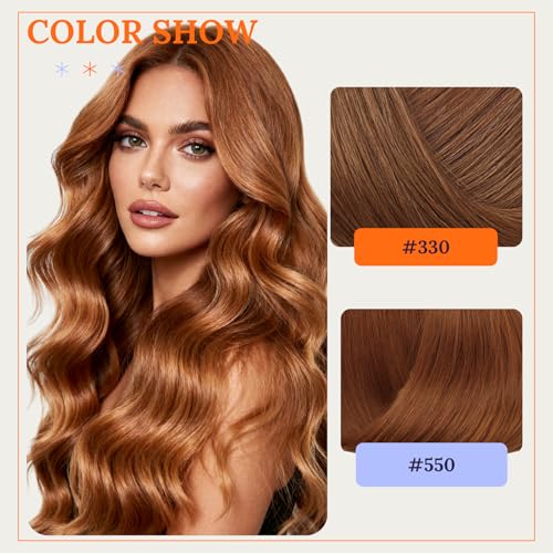 Image of Full Shine 20 Inch Invisible Weft Hair Extensions 120G Remy Human Hair | Color Copper Brown, Invisible Weft Extensions, Remy Sew In Hair, Party Styling, Date Night, Add Volume