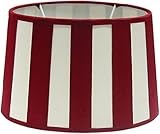 klassischer Lampenschirm, oval mit Balkenstreifen, rot/beige E27 unten