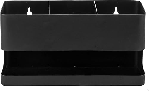 Miniatura 5 de MyGift Organizador de herramientas para el cabello de metal negro moderno montado en la pared con 3 ranuras, accesorios de estilo de salón para