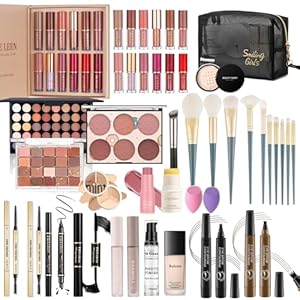 Make Up Set, Ruicen Make-up-Set für den perfekten Full Face Look, 43-teiliges Make Up Set für Frauen mit 60 Color Lidschatten, Mascara, Eyeliner, Lipgloss, MakeUp Set für unterwegs