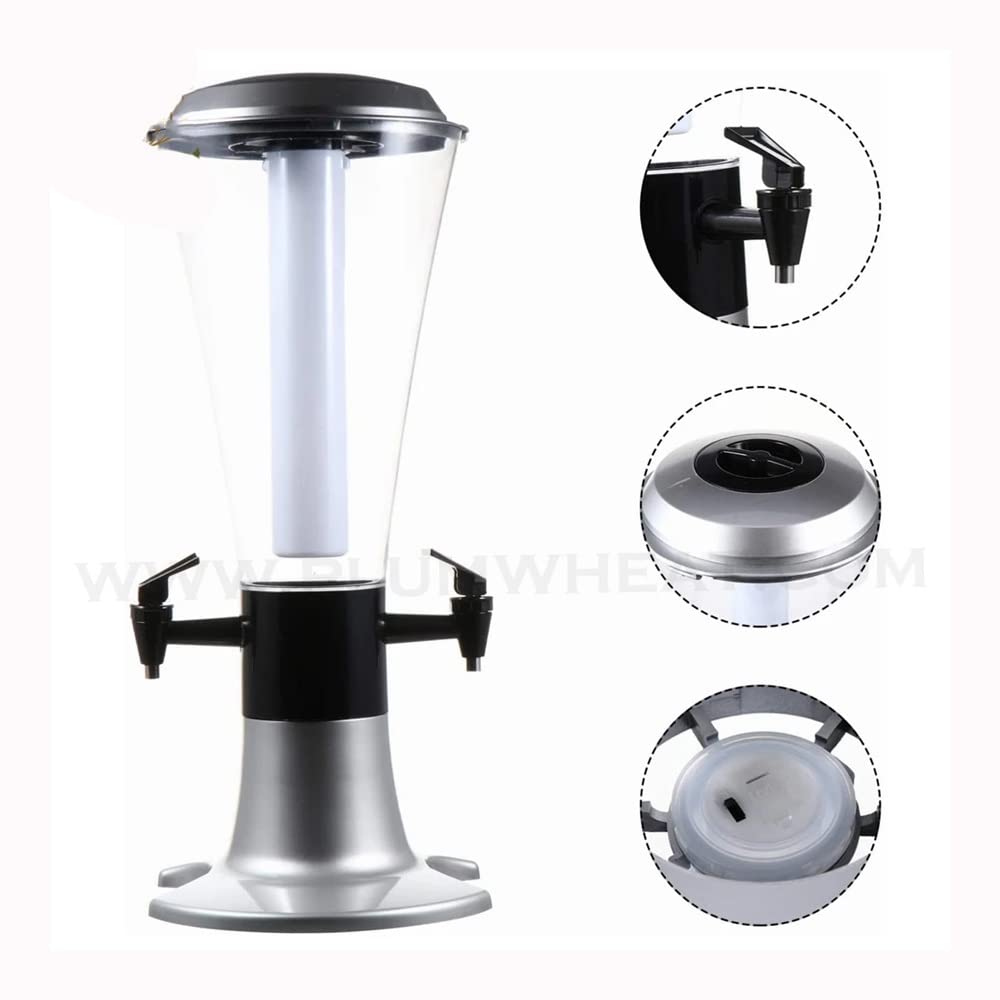 2 grifos dispensador de torre cerveza barril 3L con DIRIGIÓ Luces for agua bebidas frías bar buffet fiesta en casa