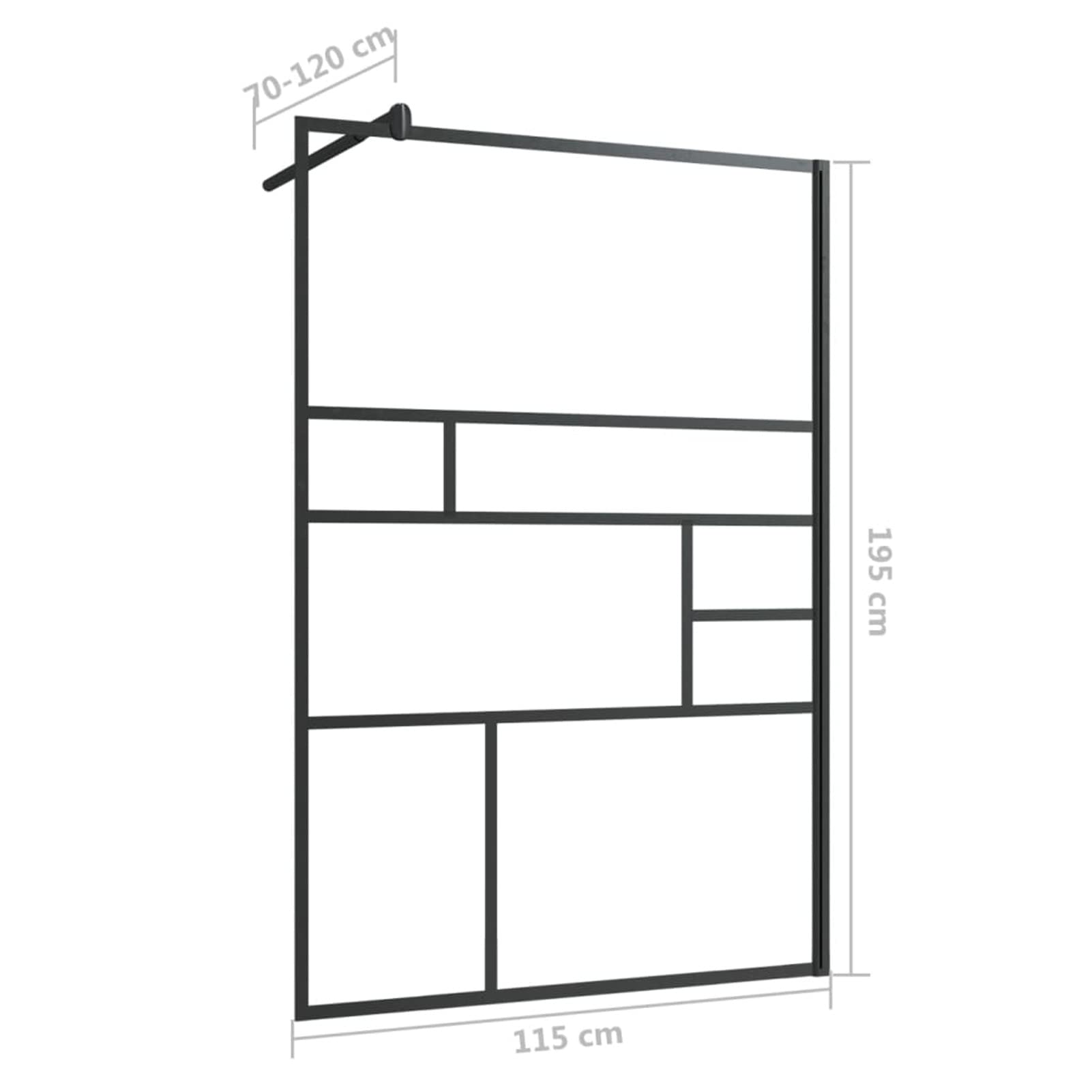 IKAYAA Mampara Ducha Fija 115x195 cm - Mamparas de Ducha Transparentes - Mamparas de Ducha Fija con Vidrio ESG 5 mm - Mampara Fija Transparente y Negro