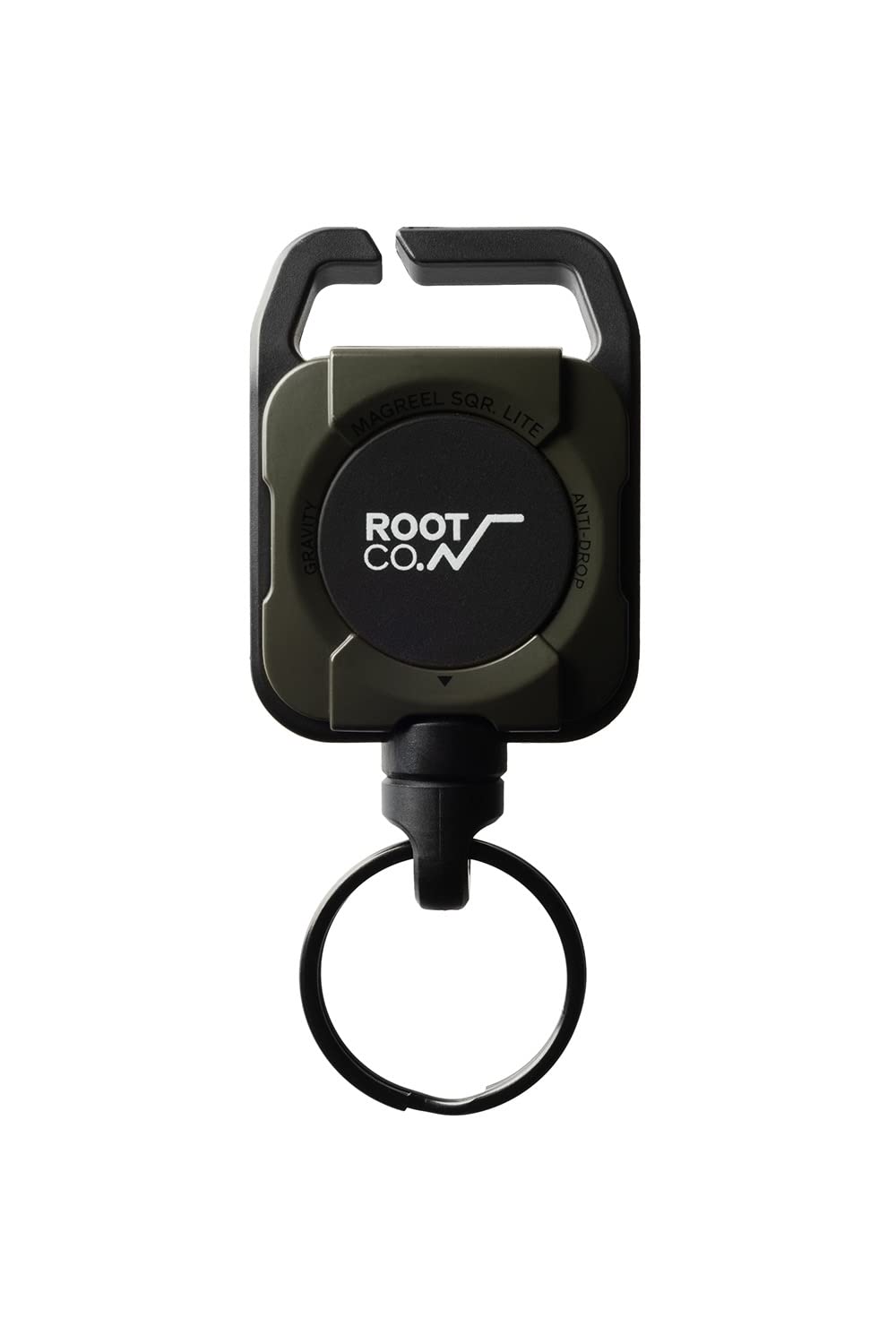 ROOT CO. Gravity Mag Reel Sqr Lite - Dévidoir Magnétique Kaki, Extensible, Pour Pêche/outdoor