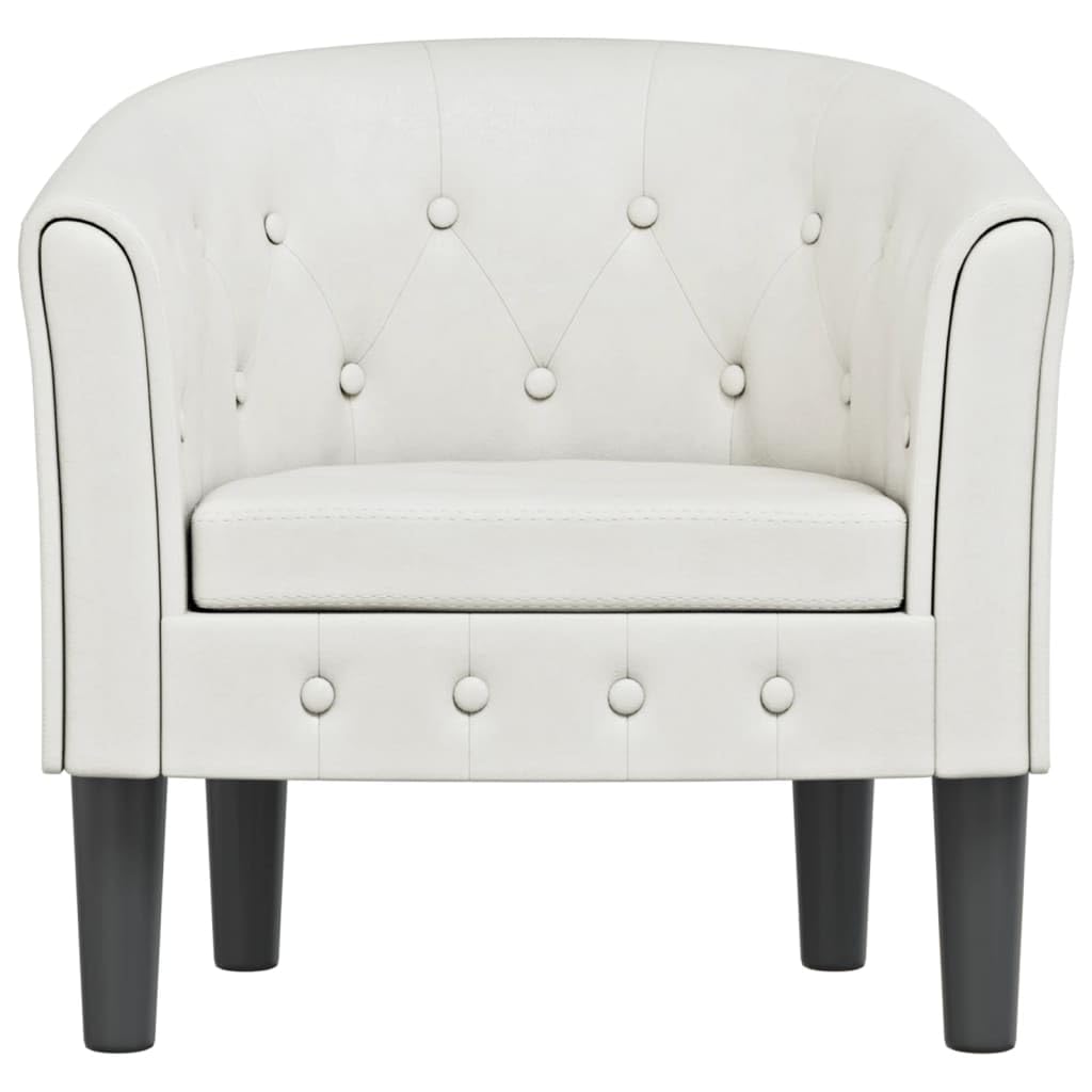 Fauteuil clubs en cuir synthétique blanc, moderne, confortable, avec agrafage à boutons, robuste, pour chambre à coucher, salon, bureau, coin lecture