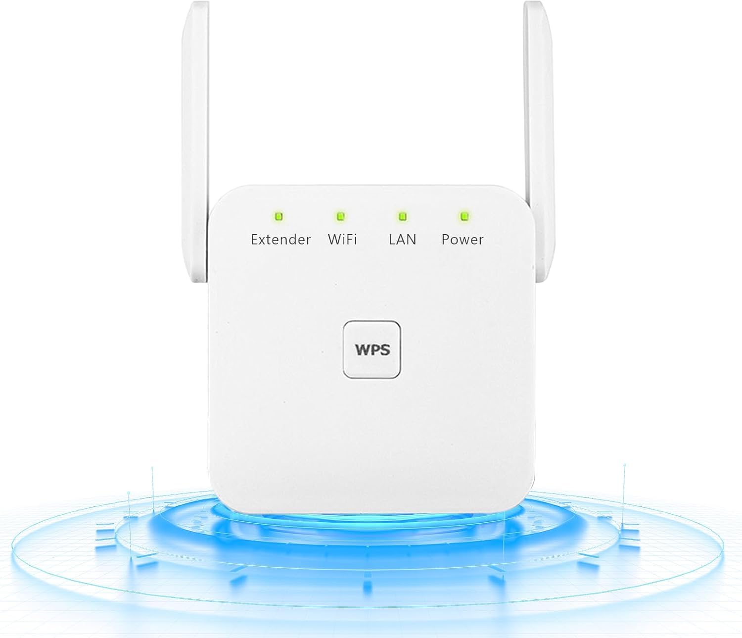 Anluomafuy Repetidor Extensor de Red WiFi, 1200 Mbps Amplifier, Doble Banda 5 GHz y 2.4 Ghz, Powerful Repeater with Ethernet Port, Compatible with All Internet Boxes, Fácil instalación Acción (Blanco)