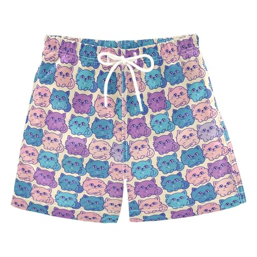 Color Cat Cartoon Boys Swim Trunks Toddler Shorts Swimwear Boardshorts