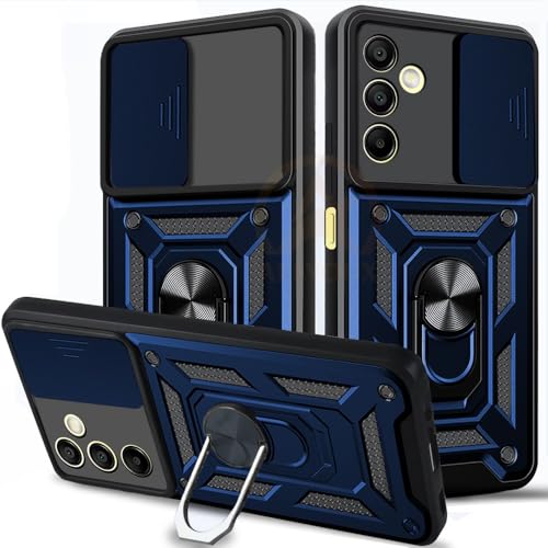 Image of Armor Bumper Back Cover Case for Samsung A25 5G | Rotating Camera Cover, Ring Holder & Kickstand | Heavy Duty & 360 Degree Protection Samsung A25 5G Back Cover (Blue)