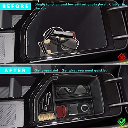Image of MARCHFA Plastic Center Console Organizer Automobiles Tray Compatible for 2022 2023 2024 2025 Kia EV6 Accessories Armrest Storage Box Tray Organizer Insert (Black)