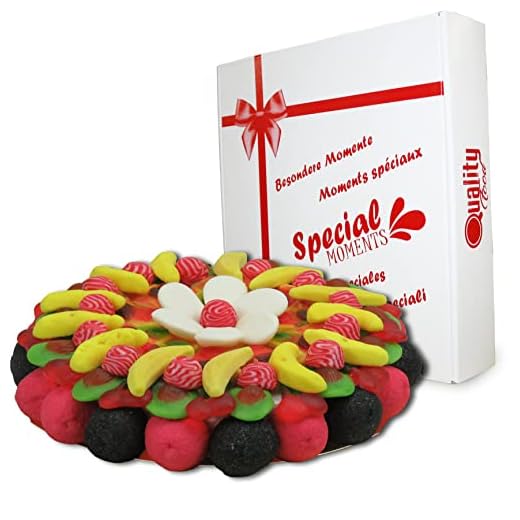 Tarta de Chuches Multicolor, Diámetro de 28 cm, Golosinas Variadas Ideal para Regalo.