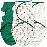  Manta Envolvente para Bebé y Recien Nacido – 3x Saco de Dormir Manta de Arrullo Cobija 100% Algodón 220GSM - Jungla 0-3 Meses