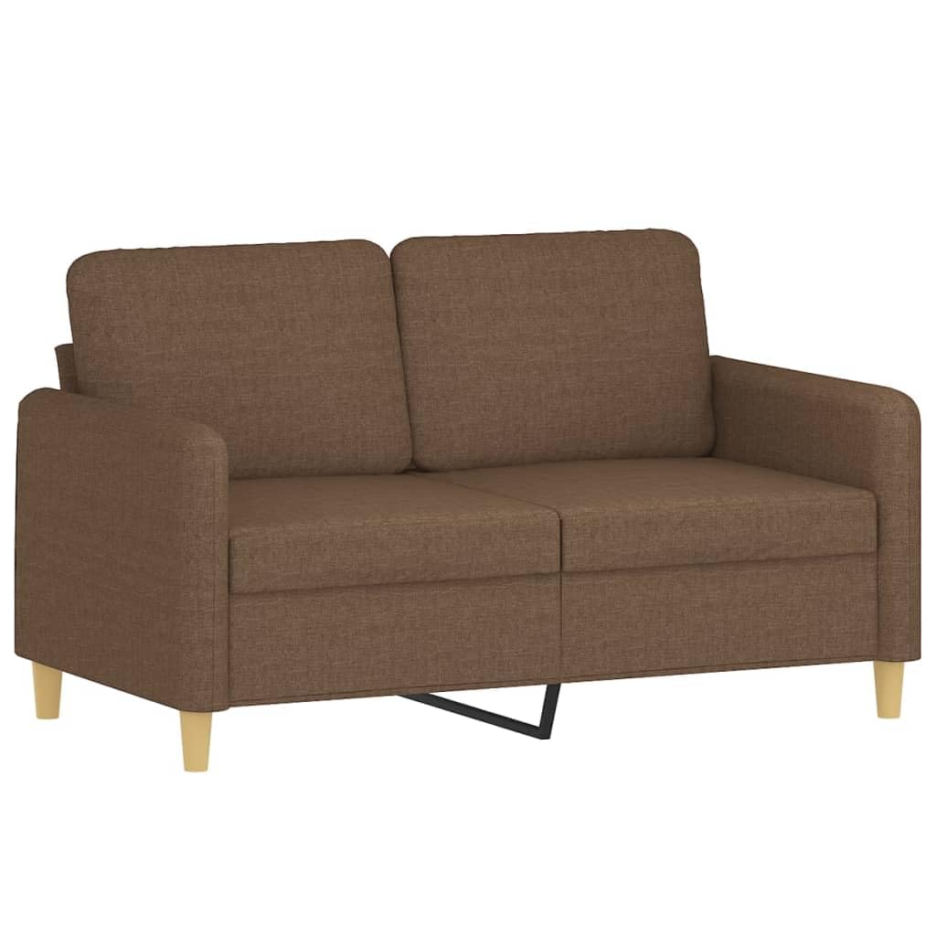 3-częściowy zestaw sof, brązowy materiał, 2 x dwuosobowa sofa 138 x 77 x 80 cm, 158 x 77 x 80 cm, podnóżek 70 x 55 x 41 cm i 4 poduszkami do salonu, lounge, pokoju gościnnego, z wygodną