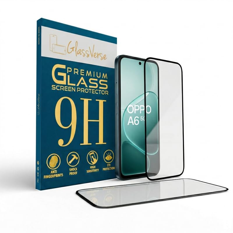 Image of GlassVerse PureView Tempered Glass for Oppo A6 5G | Crystal Clear, 9H Hardness Screen Protector, Edge to Edge, Case Friendly, Hassle-less Installation Kit Included. (Pack of 1)