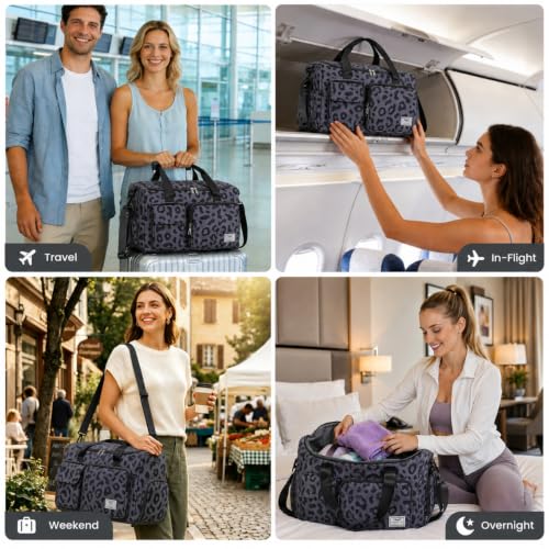 Image of FIORETTO Women's Gym Duffle Bag with Shoes Compartment, 30L Capacity, Ideal for Travel, Gym, Sports, Duffel, Weekender