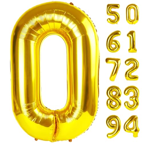 Gold Number Balloon 40 Inch 0 Number Balloons 10 20 30 40 50 Numbers Balloon Birthday Decorations Gold Party Supplies for Women Men
