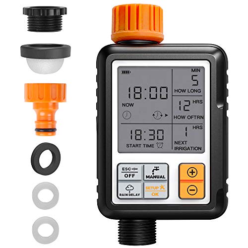 Flantor Water Timer, Programmable Hose Timer Single Outlet Hose Faucet Timer Outdoor Waterproof Automatic Water Faucet Hose Water Timer for Garden Irrigation System,Garden Hose and Sprinkler