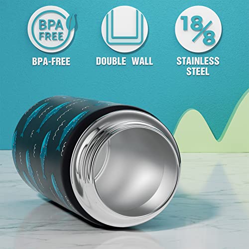 Fimibuke Kids Insulated Water Bottle - 14Oz Bpa-Free Double Wall Vacuum Travel Tumbler 18/8 Stainless Steel Carton Kids Cup With Straw Leak Proof Metal Water Bottle For School Boys Girls (A6.Shark) #TOP5