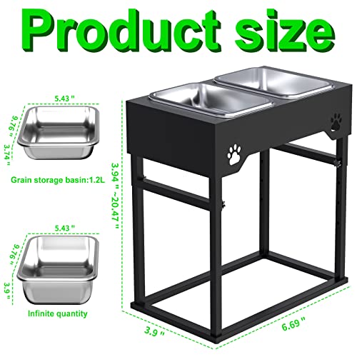 Elevated Pet/Dog Feeder,Raised Dog Food&Water Bowls For Large Dogs,Elevated Dog Bowls, Stainless Steel Raised Dog Bowls Adjustable To 8 Heights(3.94" To 20.47",For Medium & Large &X-Large Sized Dogs #TOP4