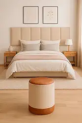 Cabeceira Estofada Modulada Adesiva Cama Box Casal 140cm - 7 Módulos (Areia)