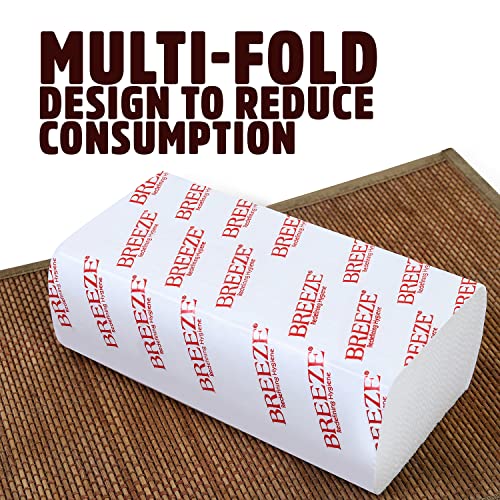 Image of BREEZE Multifold Tissue Paper Towels 520 Sheets Soft and Absorbent 1 Ply Hand Towel Napkin for Office Kitchen & Home (Pack of 4x130, White)