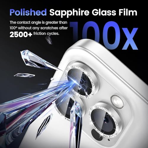 Image of Diamond Mobile Camera Lens Protector Compatible for iPhone 16 Pro & iPhone 16 Pro Max Grey
