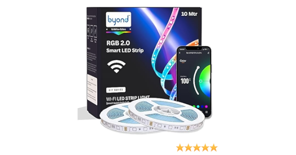 Byond Premium 60W WiFi RGB Strip Light Kit | App + Remote + Alexa.