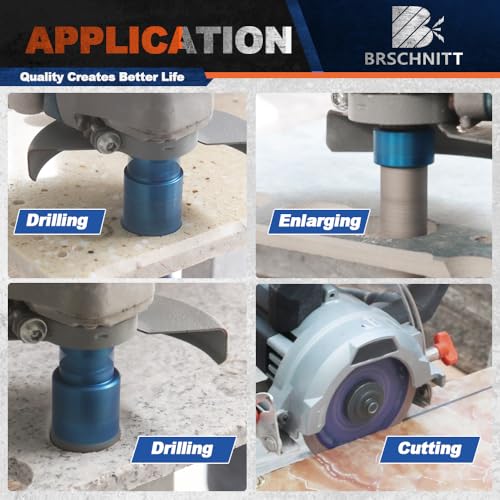 Image of Diamond Core Drill Bit Set - BRSCHNITT Tile Hole Saw Kit 1 inch 1-3 /8 inch2 inch 3 inch 4 inch& 4 /5 inch Finger Bit & for Porcelain Tile Ceramic Marble Granite &Diamond Blade