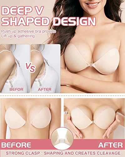 Sefinel Sticky Push Up Strapless Bra For Women Invisible Self Adhesive Bra For Backless Dress Reusable Nipple Cover #TOP1
