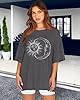 Womens Oversized Tshirt Graphic Tees Crew Neck Summer Short Sleeve Loose Fit Tops, Grey Black Sun Moon, S #1