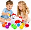 Juguete de emparejar huevos de gallina de Pascua para niños y niñas de 2 a 5 años, juego de colores y formas, desarrollo sensorial y motriz preescolar, regalo de cumpleaños 2