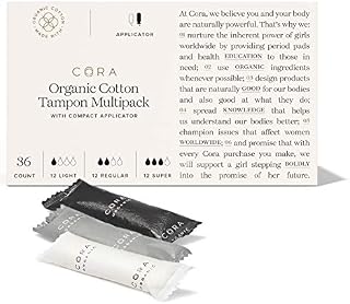 Cora Organic Cotton Tampons with BPA-Free Plastic Compact Applicator; Chlorine & Toxin Free