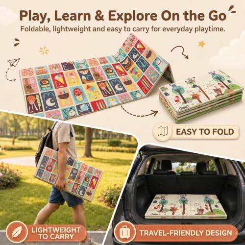 Image of StarAndDaisy Baby Play Mat for 0 to 2 Years, 6mm Thick Foldable XPE Baby Mats for Floor, Reversible Cushioned Mat for Kids Playing, Lightweight & Portable Playmat (5 * 6.5 ft)