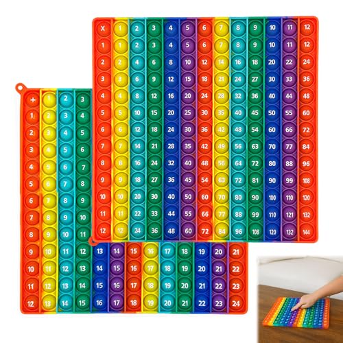Girihe Silicone Times Tables Poster Times Tables Game Multiplication Table Pop It 12x12 & 12+12 Multiplication Table for Kids Maths Fidget Stress and Anxiety Relief Appliance
