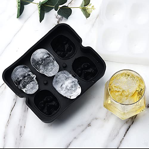 Large Skull Ice Cube Mold Silicone Ice Cube Tray With Transparent Lid, A Set Of 6 Flexible Silicone Ice Maker, Ice Trays For Freezer For Whiskey, Cocktails, Champagne And Drinks #TOP6
