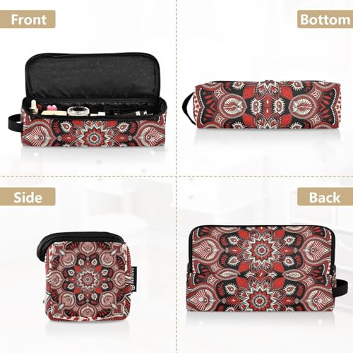Bolsa de viaje 2 en 1 para planchas y rizadores con tapete resistente al calor y organizador impermeable rojo y negro con diseño paisley miniatura 5