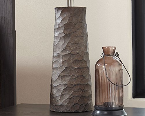 Signature Design by Ashley Sinda 28.75" Carved Faux Wood Table Lamp, Set of 2, Dark Gray - Image 4