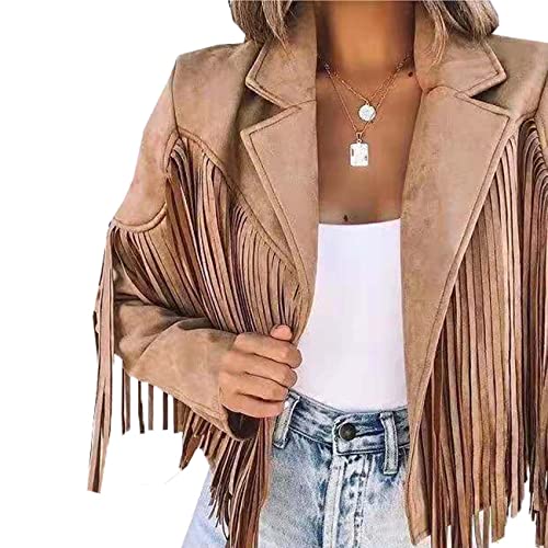 BAIXIAOCHI Chaqueta Con Flecos Estampada De Manga Larga Con Parte Superior Delgada De Primavera Y OtoñO Para Mujer Cover