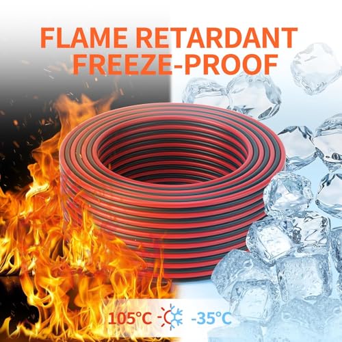 Image of 14 Gauge Wire 30FT, 2 Conductors Electrical Wire Red Black Cable, Low Voltage 14 AWG Copper Clad Aluminum Extension Cord for Speaker Wire, LED, Automotive 12V /24V DC